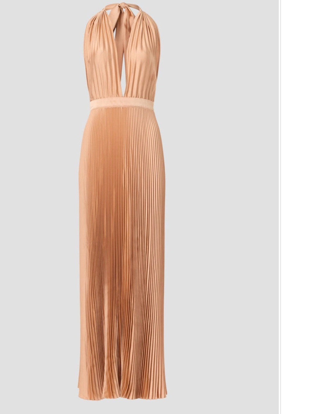 L’IDÉE Moderniste Pleated Halter Maxi Gown Champagne Gold Size 10 - Picture 7 of 7